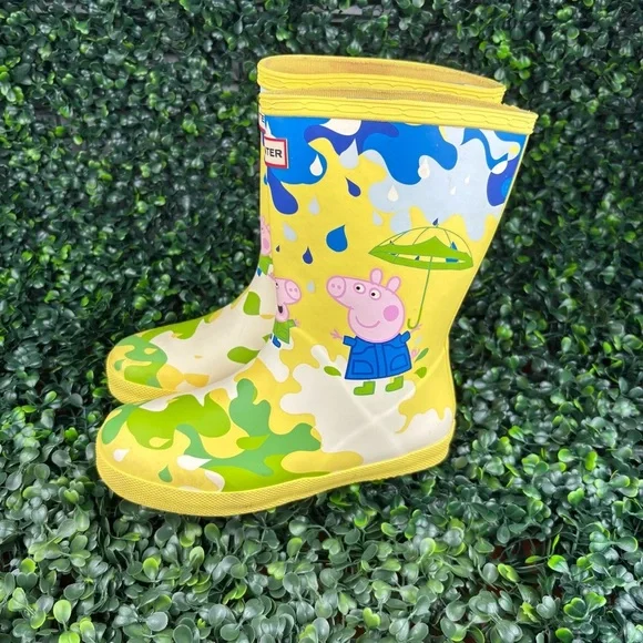 HUNTER X PEPPA PIG CLASSIC MUDDY PUDDLES WELLINGTON BOOTS SIZE 1 kids - Picture 3 of 9